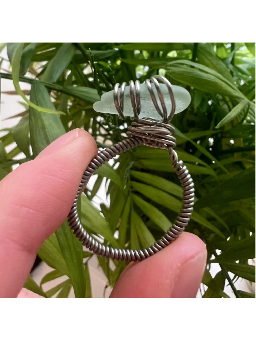 Handmade silver wire wrapped light blue seaglass ring 🌊💫 PM me with any quest